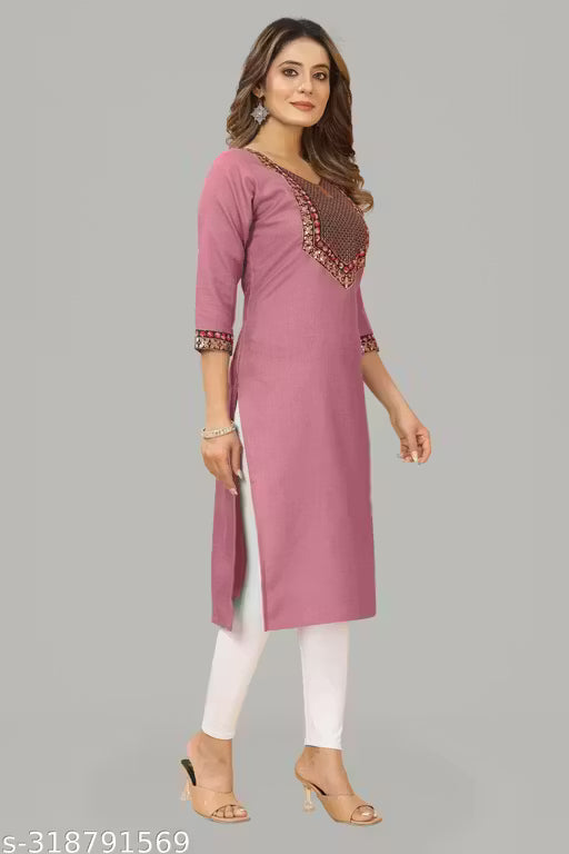 Elegant Pink Embroidered Kurti Set for Women | Stylish Casual & Festive Wear