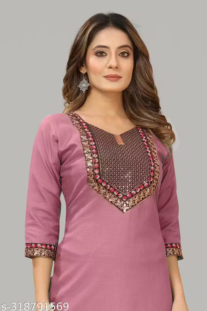 Elegant Pink Embroidered Kurti Set for Women | Stylish Casual & Festive Wear